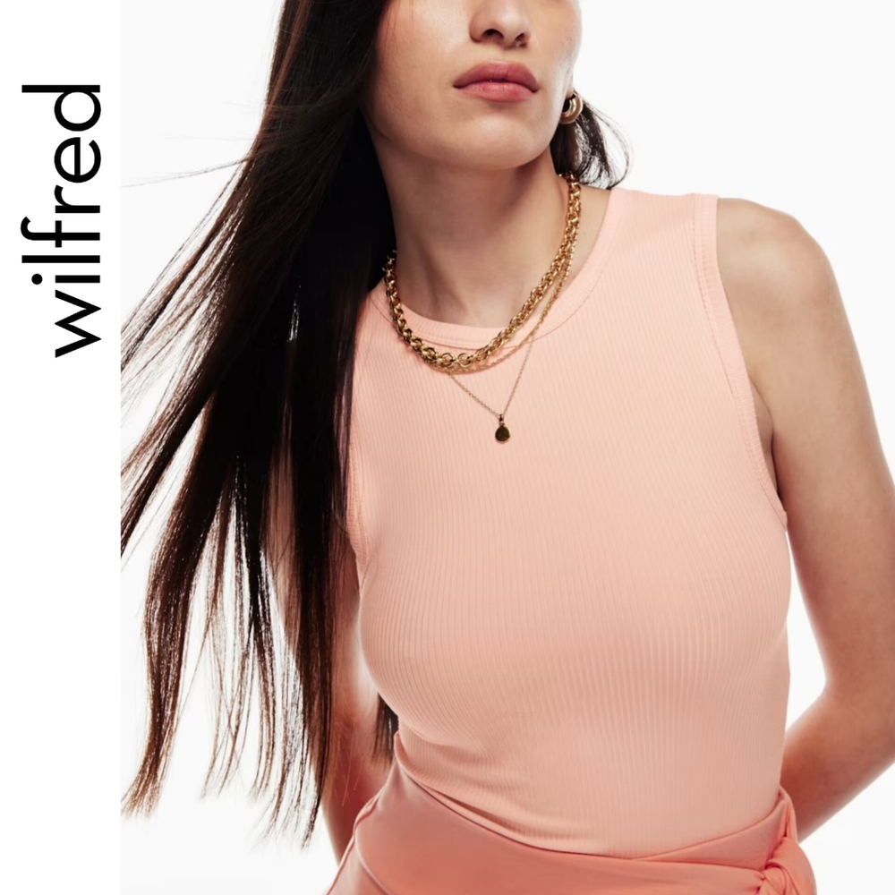 XS Aritzia Wilfred Adventure Ribbed Tank Top - Coral Blush